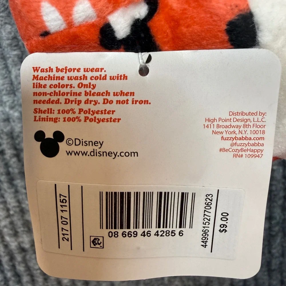 Disney Minnie Mouse Fuzzy Babba Slipper Socks Red Black White Girls Size 4T-5T